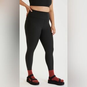 Girlfriend Collective 7/8 Rib High Rise Legging, Black, size S